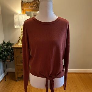 NWT Caution To The Wind Terracotta Tie-Front Long Sleeve Top
